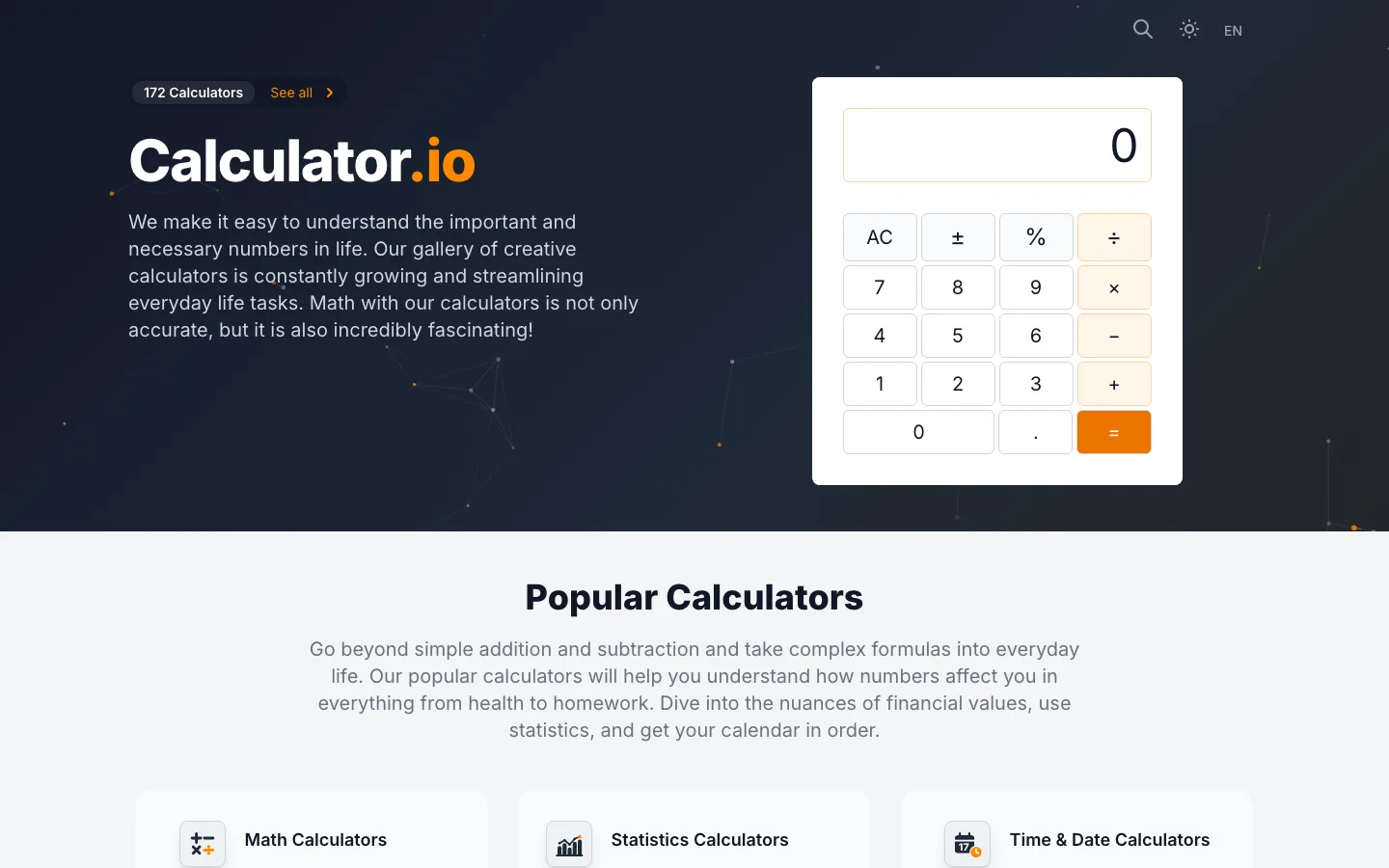 Calculator.io — a gallery of online calculators