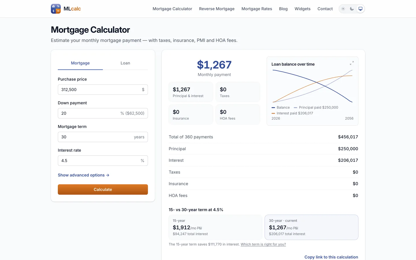 MLcalc — mortgage and loan calculator