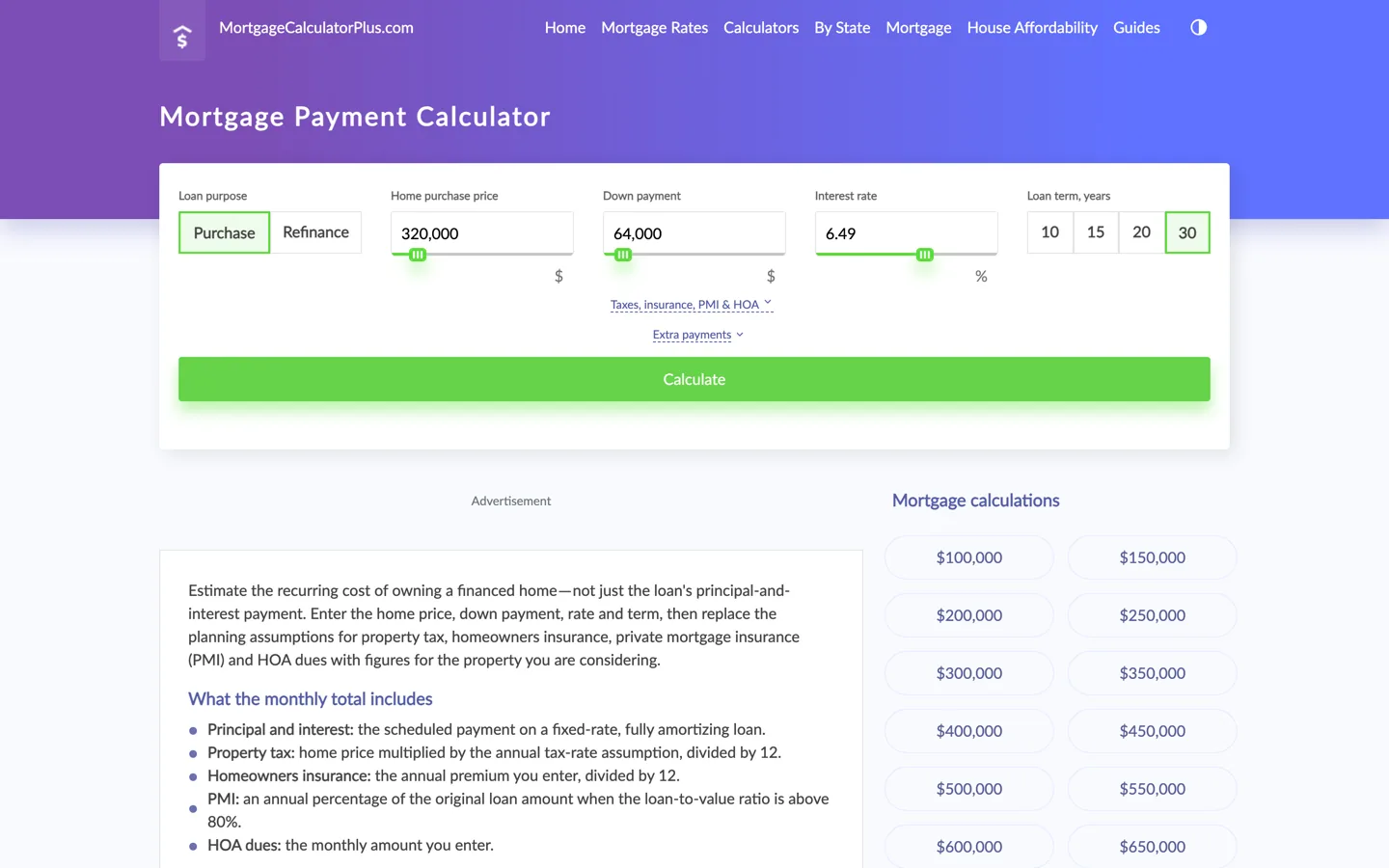 Mortgage Calculator Plus — mortgage payment calculator